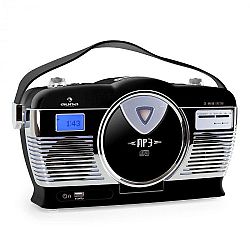 Auna RCD-70 retró rádió, FM, USB, CD, elem, fekete