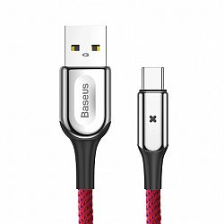 Baseus X-type Light kábel USB / USB-C QC3.0 1m, piros (CATXD-A09)
