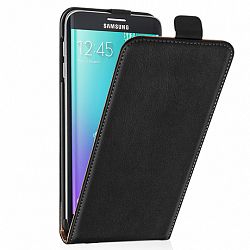 Caseflex Flip bőrtok Real Leather Flip Samsung Galaxy S6 Edge Plus Fekete