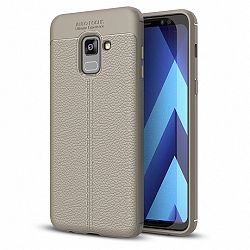 Szilikon tok Litchi Pattern Samsung Galaxy A8 2018, szürke