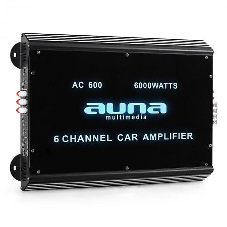 6-csatornás Auna erősítő, autóba alkalmas, 6000 W, akril
