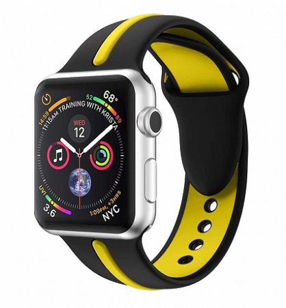 Apple Watch Silicone Line 38/40mm szíj, Black Yellow