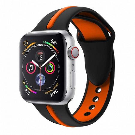 Apple Watch Silicone Line 42/44mm szíj, Black Orange