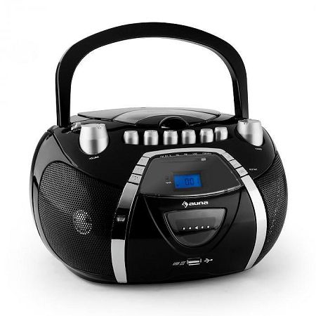 Auna Beeboy, rádiórekorder, CD, MP3, USB, fekete