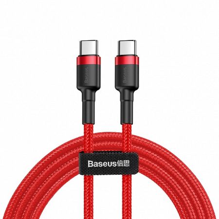 Baseus Cafule kábel USB-C / USB-C 60W QC 3.0 1m, piros (CATKLF-G09)