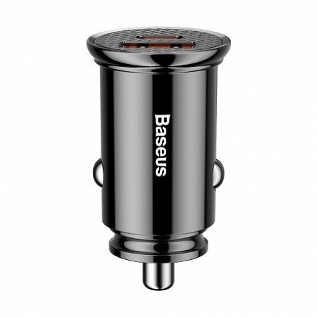 Baseus Circular USB / USB-C 30W autós töltő, fekete (CCALL-YS01)