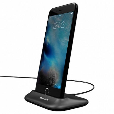 Baseus Little Volcano asztalli dokkoló Lightning, USB kábel 1m, fekete (ZCVL-01)