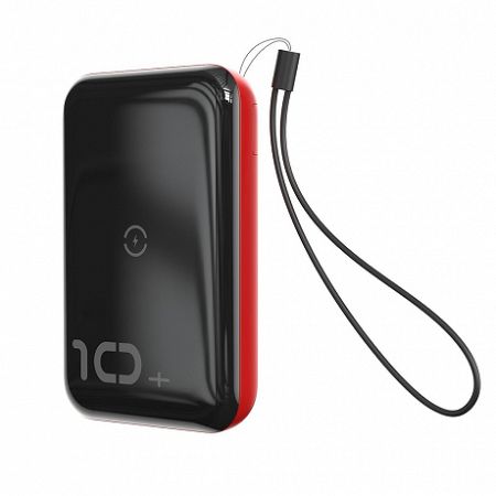 Baseus Mini S Bracket Power Bank 10000mAh, vezeték nélküli töltő Qi, piros (PPXFF10W-19)