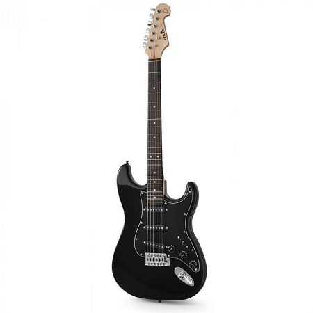 Chord CAL63 elektromos gitár, fekete, 6 húros, éger/jávorfa