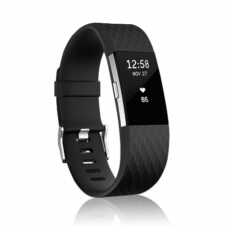 Fitbit Charge 2 Silicone Diamond (Large) szíj, Black