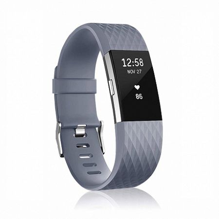 Fitbit Charge 2 Silicone Diamond (Large) szíj, Dark Gray