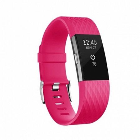 Fitbit Charge 2 Silicone Diamond (Large) szíj, Dark Pink
