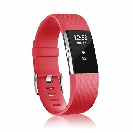 Fitbit Charge 2 Silicone Diamond (Large) szíj, Red