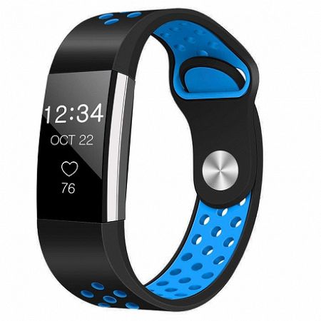 Fitbit Charge 2 Silicone Sport (Large) szíj, Black/Blue