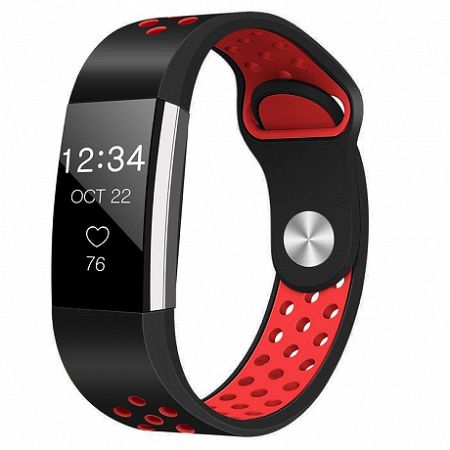 Fitbit Charge 2 Silicone Sport (Large) szíj, Black/Red