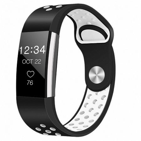 Fitbit Charge 2 Silicone Sport (Large) szíj, Black/White
