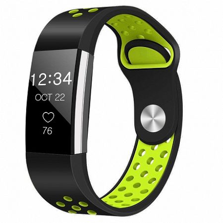 Fitbit Charge 2 Silicone Sport (Small) szíj, Black/Green