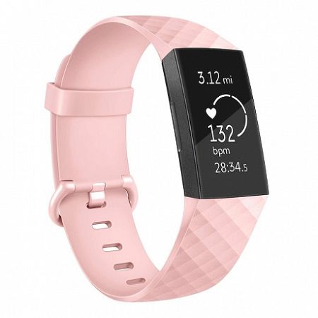 Fitbit Charge 3 Silicone Diamond (Large) szíj, Sand Pink