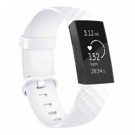 Fitbit Charge 3 Silicone Diamond (Large) szíj, White