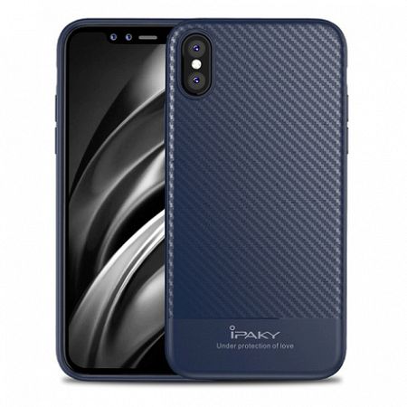 iPaky Carbon Fiber Flexible TPU szilikon tok iPhone X/XS, kék