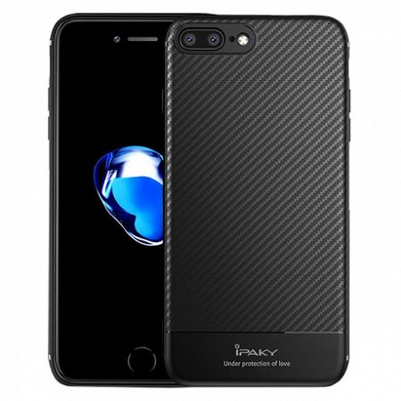 iPaky szilikon tok Carbon Fiber Flexible iPhone 7/8 Plus Fekete