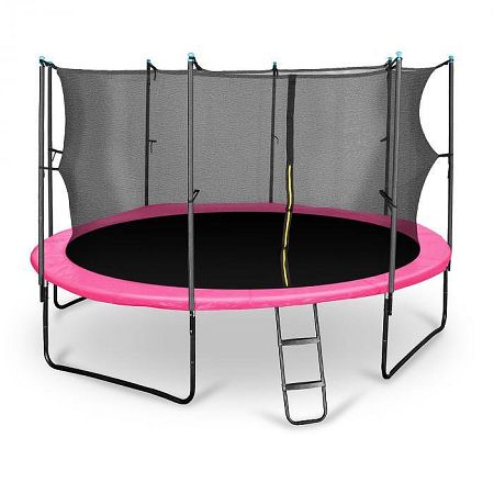 KLARFIT Rocketgirl 430, 430 cm trambulin, belső biztonsági háló, széles létra, rózsaszín