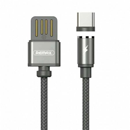 Remax Gravity RC-095a mágneses USB / USB Type C kábel LED lámpa 1M 2.1A Fekete