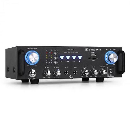 Skytronic 103.208 AV-100 PA HiFi erősítő, karaoke, SD, USB, MP3